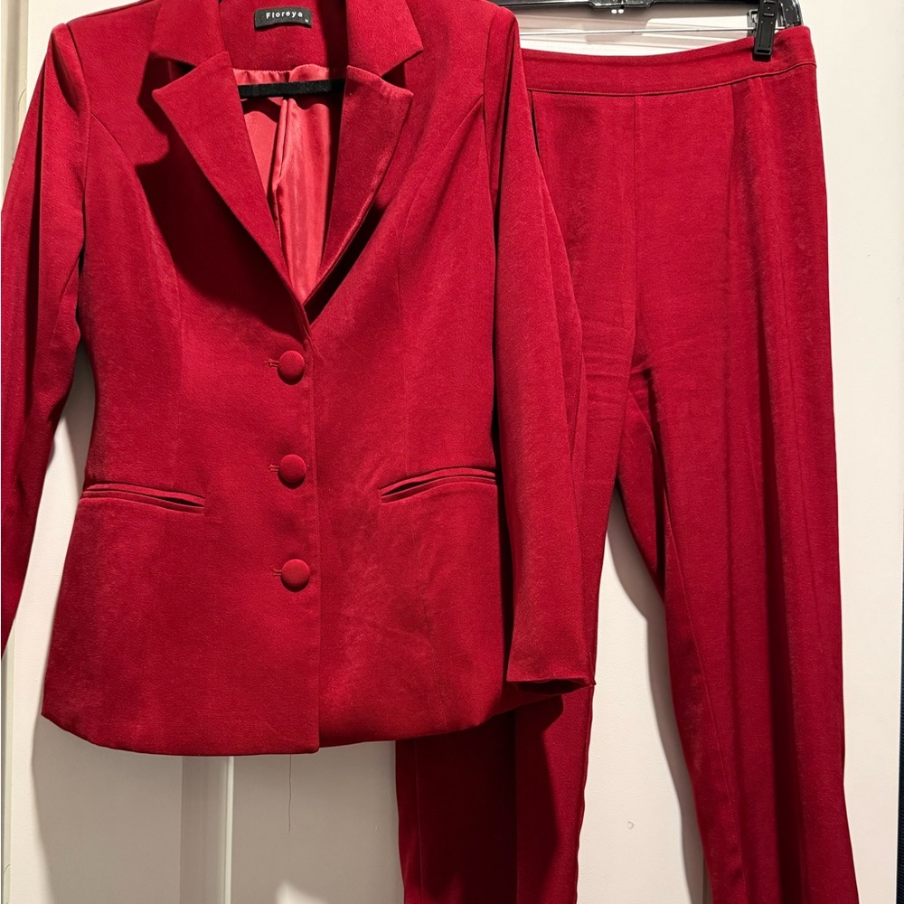 Red Blazer and Pants Set